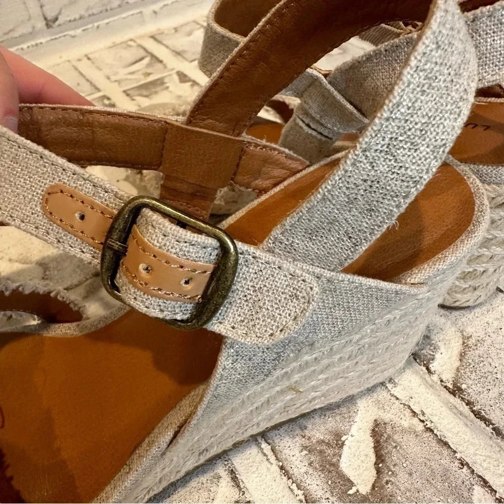 Lucky Brand Myghan Espadrille Linen Wedge Sandal Ankle strap Size 9.5 - Picture 7 of 11